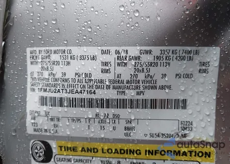 2018 Ford Expedition Limited из США, поврежденный, VIN 1FMJU2AT3JEA47164